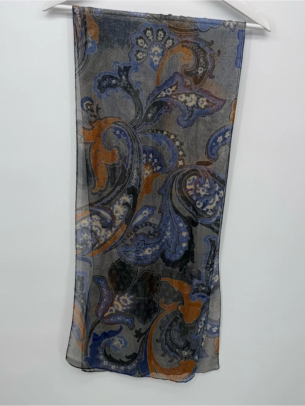 Unbranded Paisley Scarf Accessory Lightweight Chiffon Blue Orange Boho